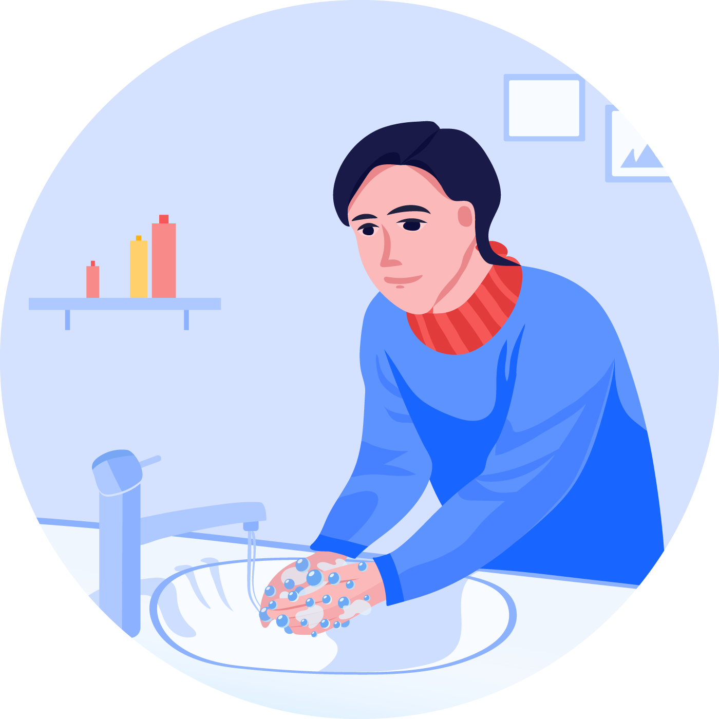 Illustration of washing hands correctly