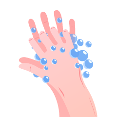 Between fingers